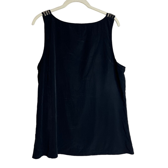 Gap Womens Chiffon Tank Top Blouse Large Black Embellished Career Layering - Picture 3 of 6
